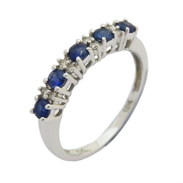 藍寶石 鑽石 18白K金 戒指 Sapphire Ring 1.9g