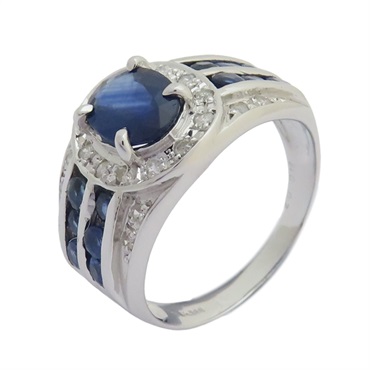 藍寶石 鑲鑽 PT900鉑金 戒指 Sapphire Ring