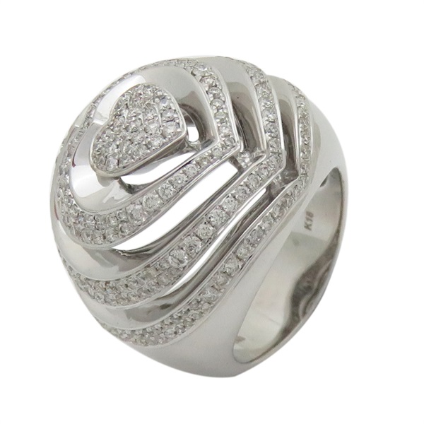 【再降價】18白K 鑽石 金愛心 鑲鑽 寬版 戒指 ダイヤ 18.5g