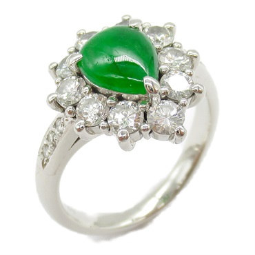 【再降價】綠翡翠1.21ct鑽石PT900鉑金戒指