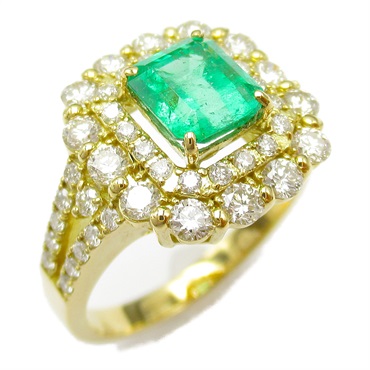 【再降價】1.06ct祖母綠0.90ct鑽石18黃K金戒指