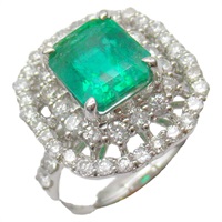 【再降價】2.771ct 祖母綠 1.39ct 鑽石 PT900鉑金 戒指 ｴﾒﾗﾙﾄﾞ 8.33g