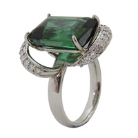【再降價】綠碧璽 0.42ct 鑽石 鉑金 戒指 ｸﾞﾘｰﾝﾄﾙﾏﾘﾝ 11.2g