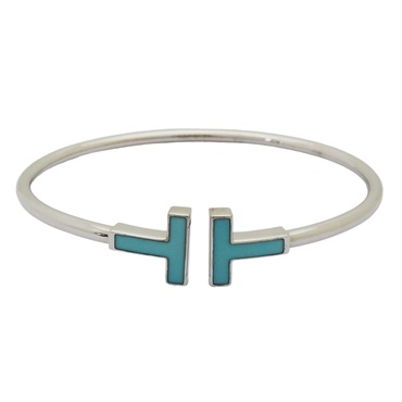 Tiffany T系列 Wire 綠松石線圈 18白K金 手環
