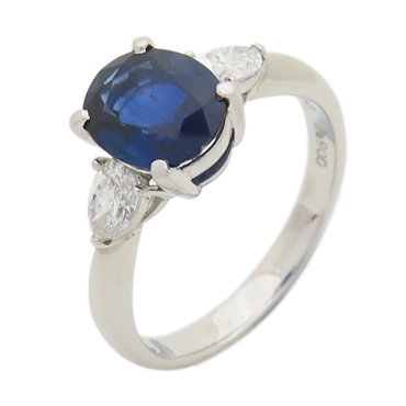 【再降價】皇家藍藍寶石 鑲鑽 PT900 鉑金戒指 ﾛｲﾔﾙﾌﾞﾙｰｻﾌｧｲｱ 4.7g