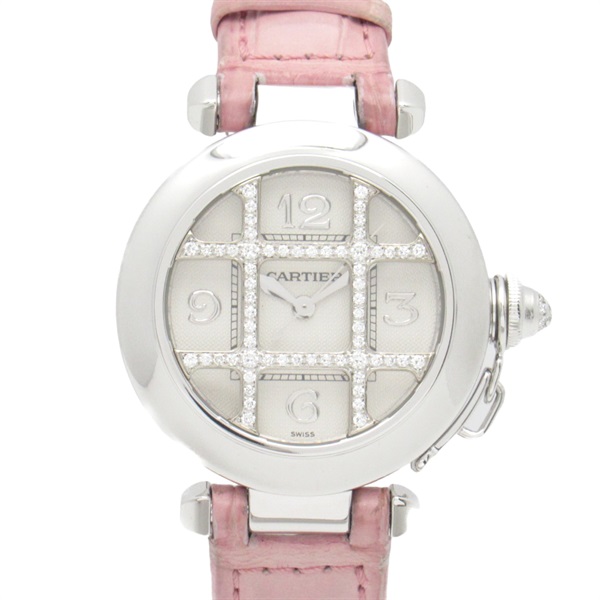 粉色 18K白金 Pasha Grid 鑲鑽 自動上鍊 腕錶 WJ101456