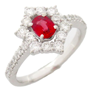 紅色 尖晶石 鑲鑽 戒指