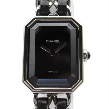 黑色 銀色 皮革 不鏽鋼 Premiere L 石英腕錶 H0451