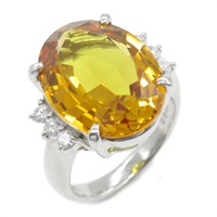黃水晶 0.20CT鑽石 PT900鉑金 戒指 シトリン 10.6g