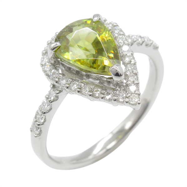 Pt950鉑金 榍石 0.35ct鑽石 戒指 sphene 4.9g