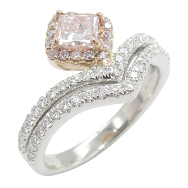 Pt900鉑金 18K 玫瑰金 0.347/0.25ct鑽石 0.10ct粉色鑽石 戒指【JEWELRY 無品牌珠寶】 PinkDiamond 5.2g