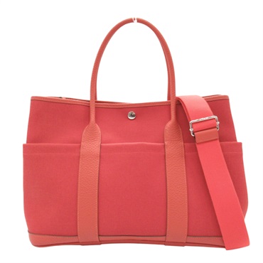橘紅色 Toile Militaire帆布 Garden Party Pocket PM 兩用包 托特包