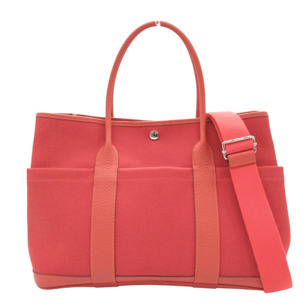 【再降價】橘紅色 Toile Militaire帆布 Garden Party Pocket PM 兩用包 托特包