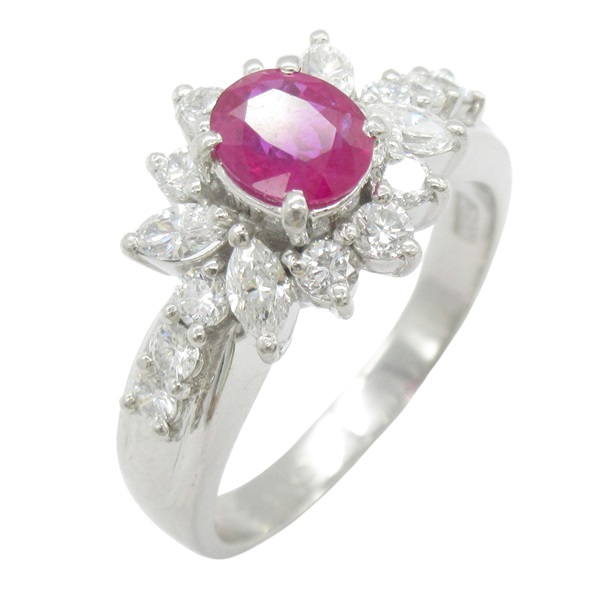 PT900 鉑金 紅寶石 鑽石 戒指 #11.5 Ruby 7.6g