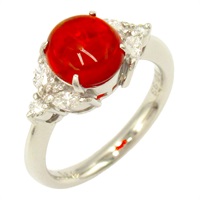 Pt900鉑金 1.52ct火蛋白石 0.33ct鑽石 戒指 FireOpal 6.2g