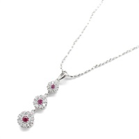 18K 白金 鑽石 紅寶石 項鍊 Ruby 5.5g