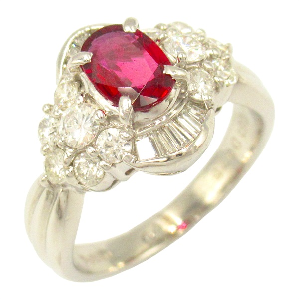 0.61ct 紅寶石 0.75ct 鑽石 PT850 鉑金 戒指 Ruby 6.7g