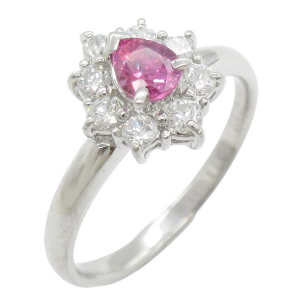 Pt900鉑金 0.516ct粉藍寶石 0.33ct鑽石 戒指 Pink Sapphire 4.4g