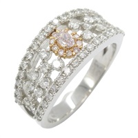 Pt950鉑金 18K玫瑰金 0.084/0.04/0.63ct鑽石 戒指 Pink Diamond 7.4g
