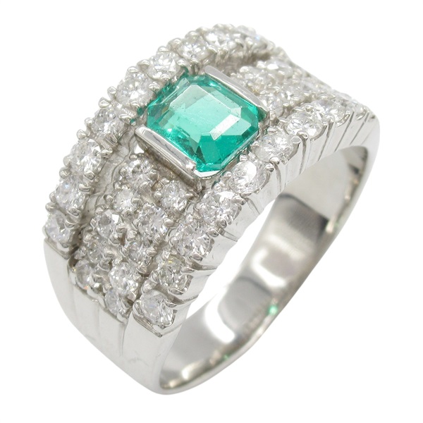 Pt900鉑金 1.01ct綠祖母 1.50ct鑽石 戒指 Emerald 10.9g