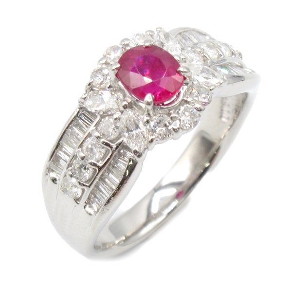 PT900 鉑金 紅寶石 鑽石 戒指 #11.5 Ruby 7.5g