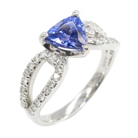 Pt900鉑金 1.22ct坦桑石 0.33ct鑽石 戒指 Tanzanite  5.9g