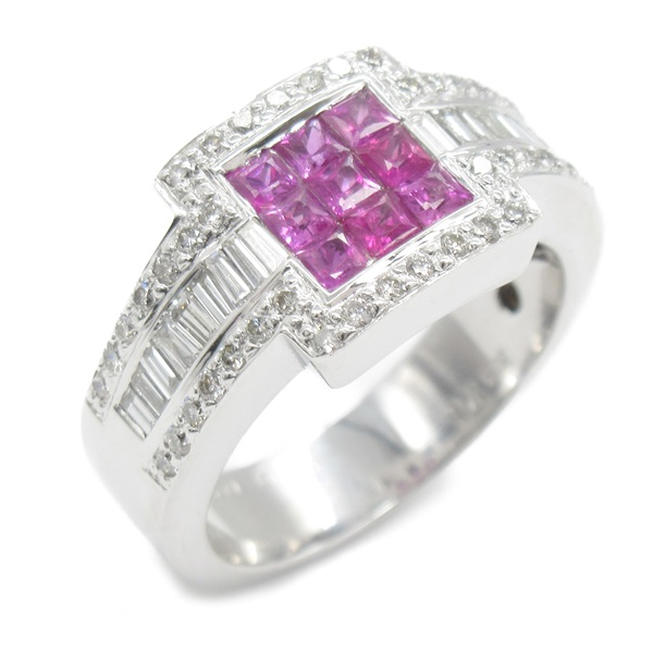 18K白金 紅寶石 鑽石 戒指 #11