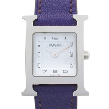 銀色 精鋼 Heure H 紫色錶帶 石英 手錶 HH1.210 HH1.210