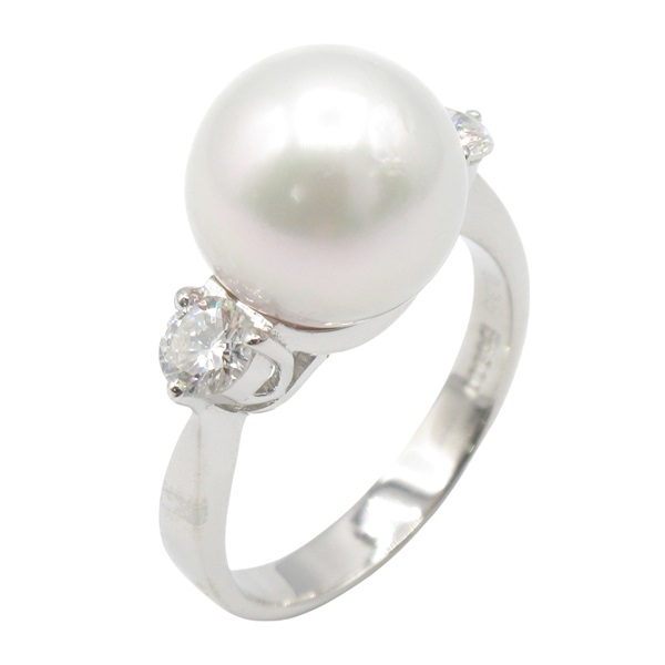 Pt900鉑金 珍珠 0.38ct鑽石 戒指 Pearl  5.6g