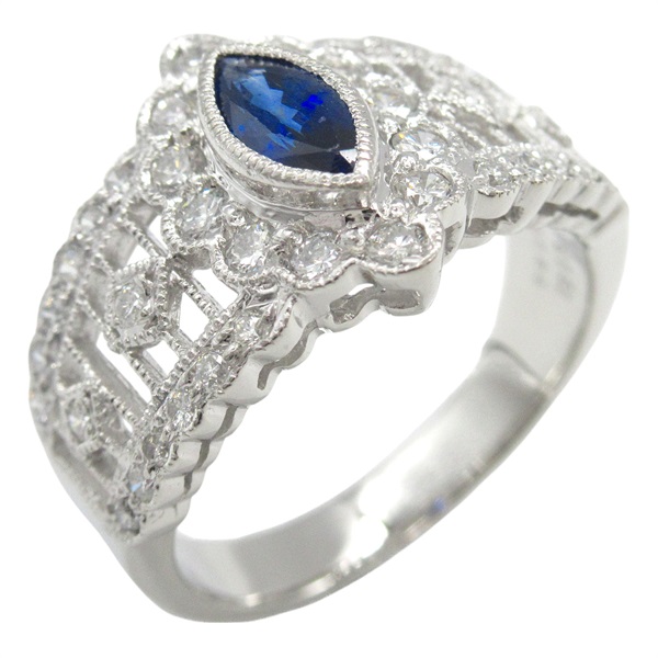 Pt900鉑金 0.51ct藍寶石 0.54ct鑽石 戒指 Sapphire 7.7g