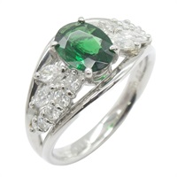 Pt900鉑金 沙弗來石 鑽石 戒指 Tsavorite 7.6g