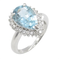 Pt900鉑金 2.93ct海藍寶石 0.34ct鑽石 戒指 AquaMarine 8.5g