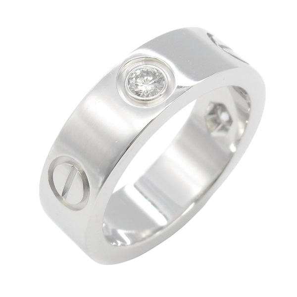 18K 白金 LOVE Half 3P鑽石 戒指 48