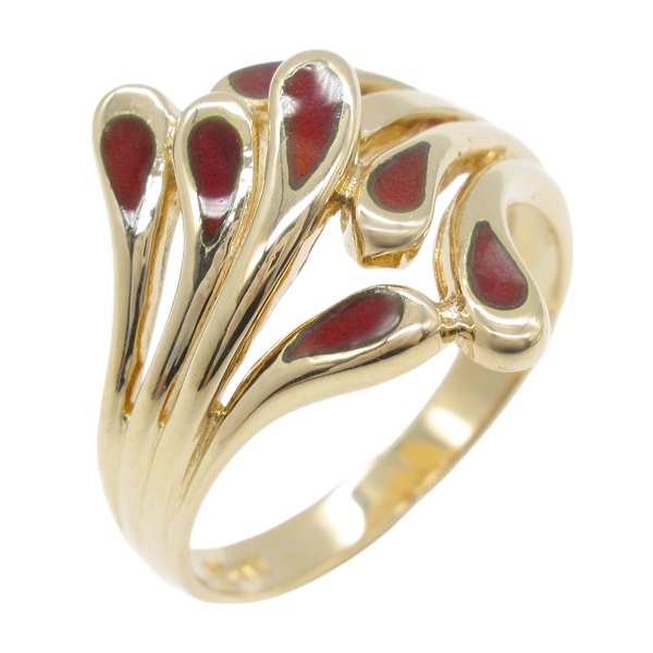 18K 玫瑰金 琺瑯 戒指