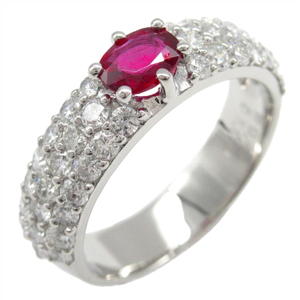 PT900鉑金 紅寶石 鑽石戒指 #12 Ruby 5.8g