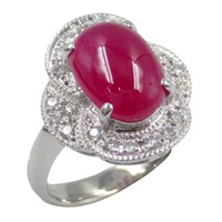 Pt900鉑金 4.14ct紅寶石 0.22ct鑽石 戒指 Ruby