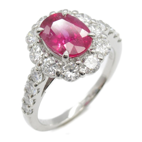 PT900鉑金 紅寶石 鑽石戒指 #9 Ruby 5.7g