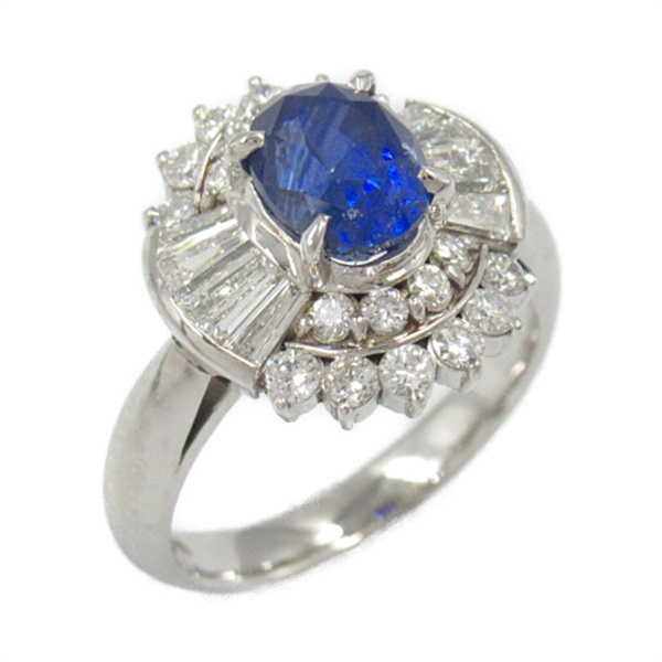 PT900 鉑金 藍寶石 鑽石 戒指 #10.5 Sapphire 9.1g