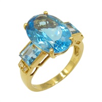 18K金 藍色 托帕石 鑽石 戒指 Blue Topaz