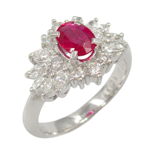 Pt900鉑金 0.62ct紅寶石 0.68ct鑽石 戒指 Ruby 7.2g