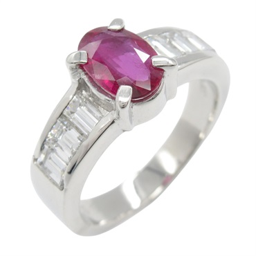 Pt900鉑金 0.82ct紅寶石 0.65ct鑽石 戒指 Ruby 6.5g