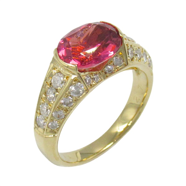 紅碧璽 鑽石 18K黃金 戒指 #10.5 Tourmaline 6.1g