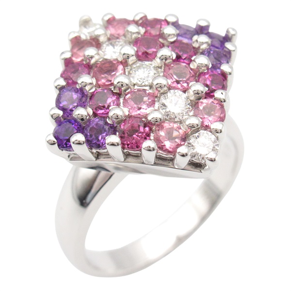 18K白金 寶石 0.31ct鑽石 戒指 MultiStone 10.8g