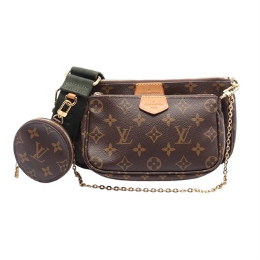 棕色 原花 帆布 Multi Pochette Accessoires 三合一 肩背包 M44813