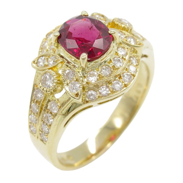18K 黃金 0.97ct紅寶石 0.50ct鑽石 戒指 Ruby 5.1g