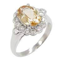 Pt900鉑金 1.96ct帝王玉 0.47ct鑽石 戒指 Imperial Topaz 6.0g