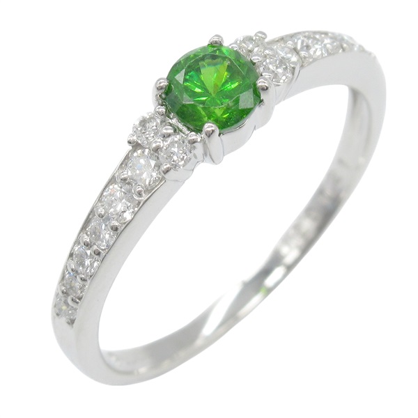 Pt900鉑金 0.29ct濃綠榴石 0.21ct鑽石 戒指 Demantoid Garne 2.4g