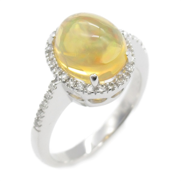 18K白金 墨西哥蛋白石 鑽石 戒指 #11.5 MexicoOpal 5.4g