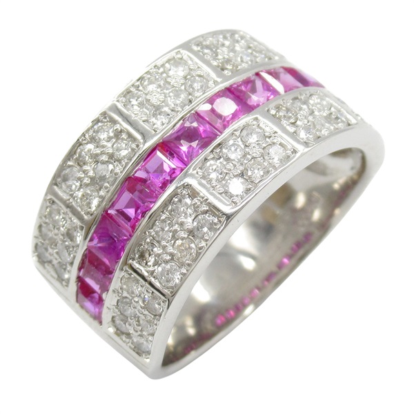 粉紅藍寶石/鑽石 PT900鉑金戒指 #14 Pink Sapphire 12.6g