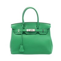 竹子綠 焦糖棕 Togo皮革 Birkin30 Verso 柏金包 手提包